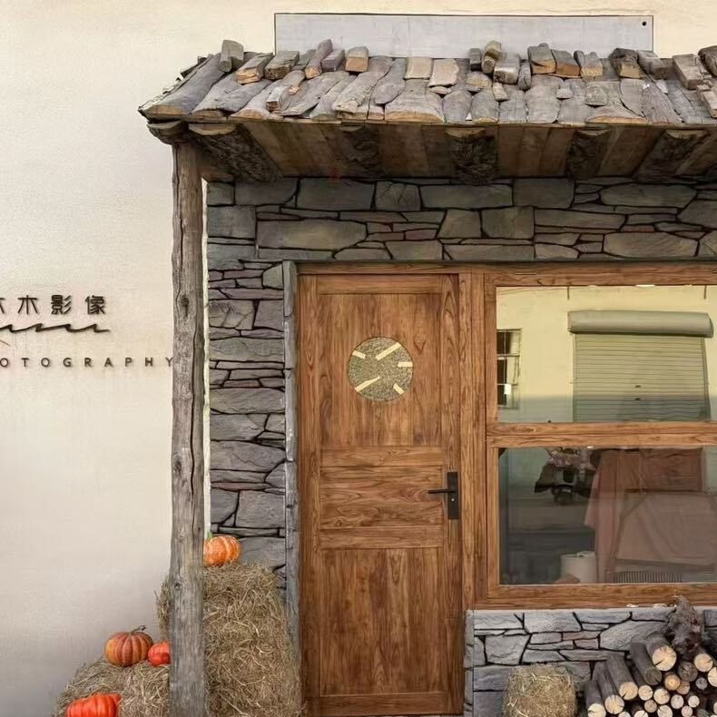 Old Elm Solid Wood Folding Window Bakery Bed and Breakfast Doors and Windows Internet Celebrity Decoration Retro Panel Door and Window Frame