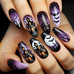 Halloween Nail Patches, European and American Best-Selling Fake Nail Patches, Removable 24-Piece Boxed Fake Nail Patches