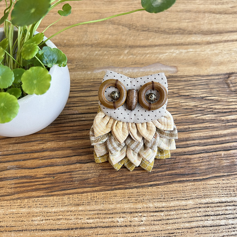 Broche de búho-Amarillo (no terminado) 5*7cm