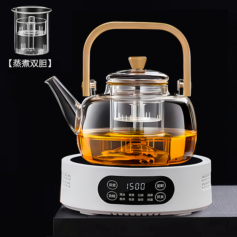 Transparent square beam steaming double liner + T12 white electric ceramic stove