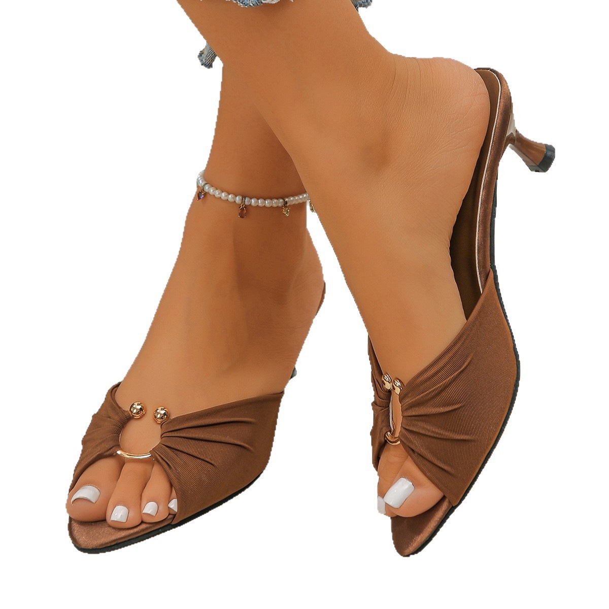 Zapatillas de Tacón Alto Talla 42 de Cuero Antideslizante para Uso Exterior