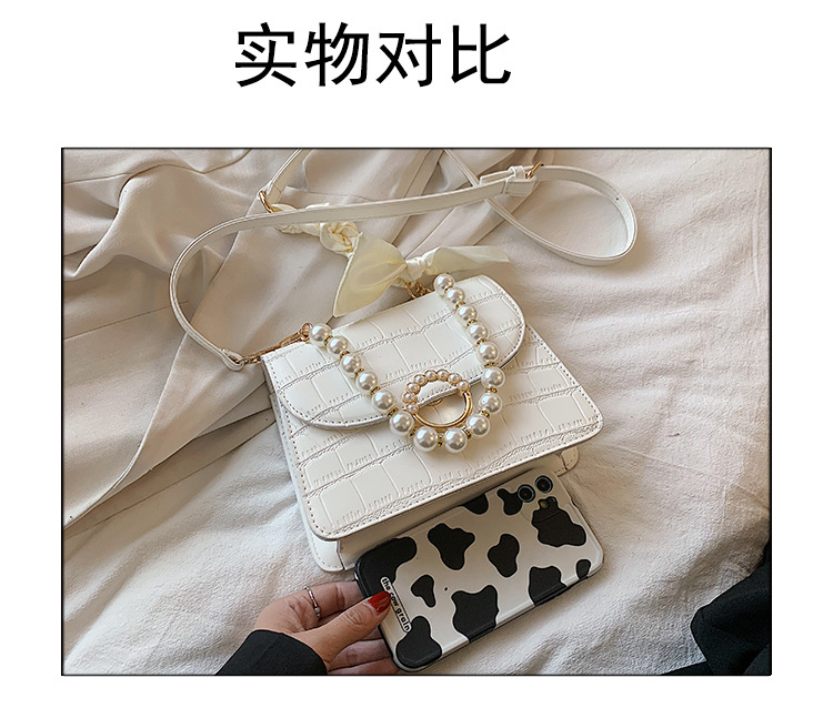Fashion Solid Color Stone Grain Texture Pearl One-shoulder Messenger Tote Bag display picture 22