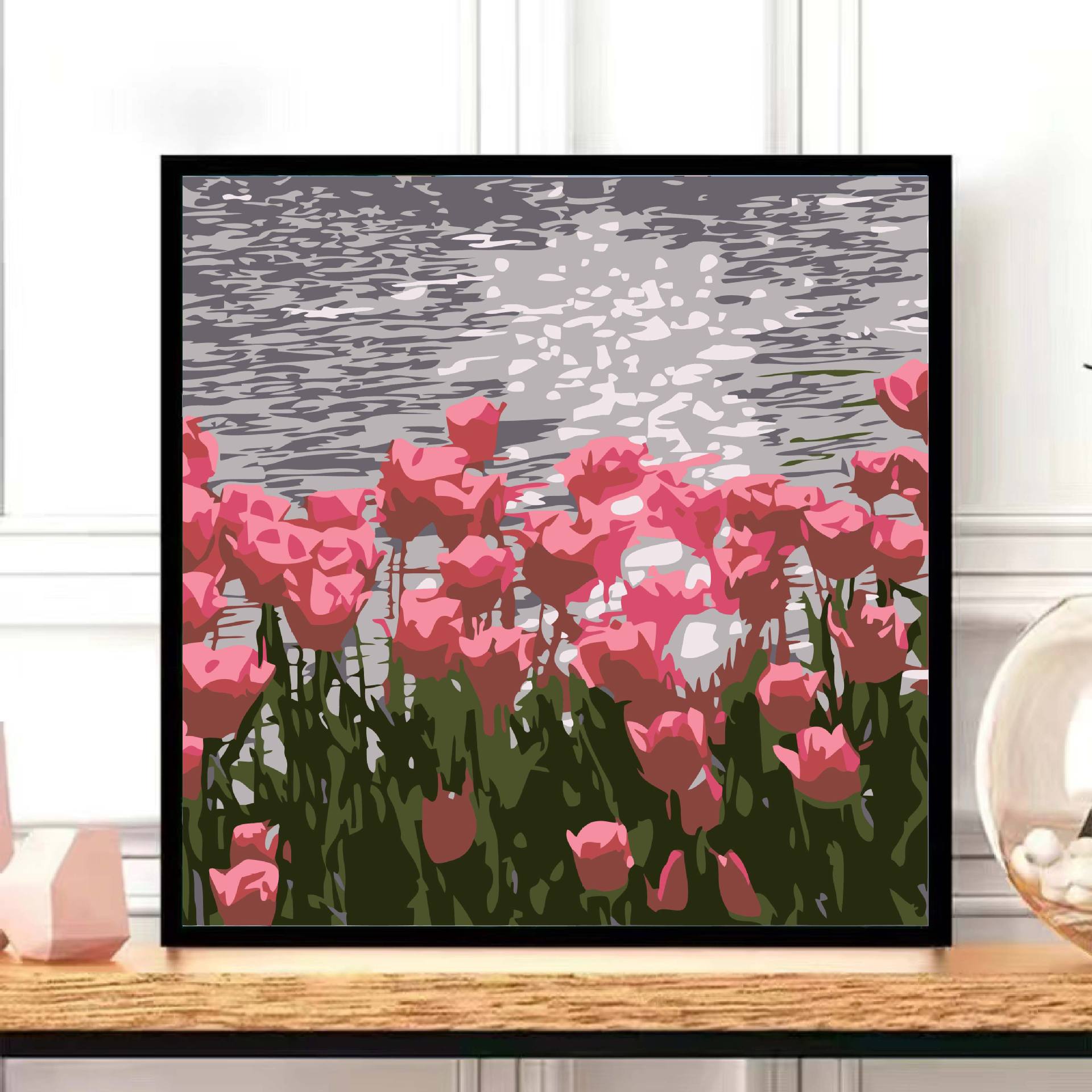 TikTok fuente popular fábrica de entrega de una sola pieza bricolaje pintura al óleo digital lindo pintado a mano relleno de color pintura decorativa paisaje flor