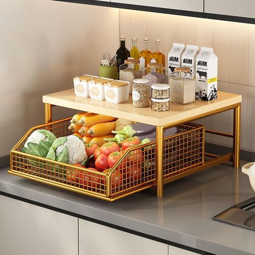 Kitchen vegetable storage rack vegetable basket countertop fruit and vegetable storage rack microwave oven pots and bowls seasoning tool placement table