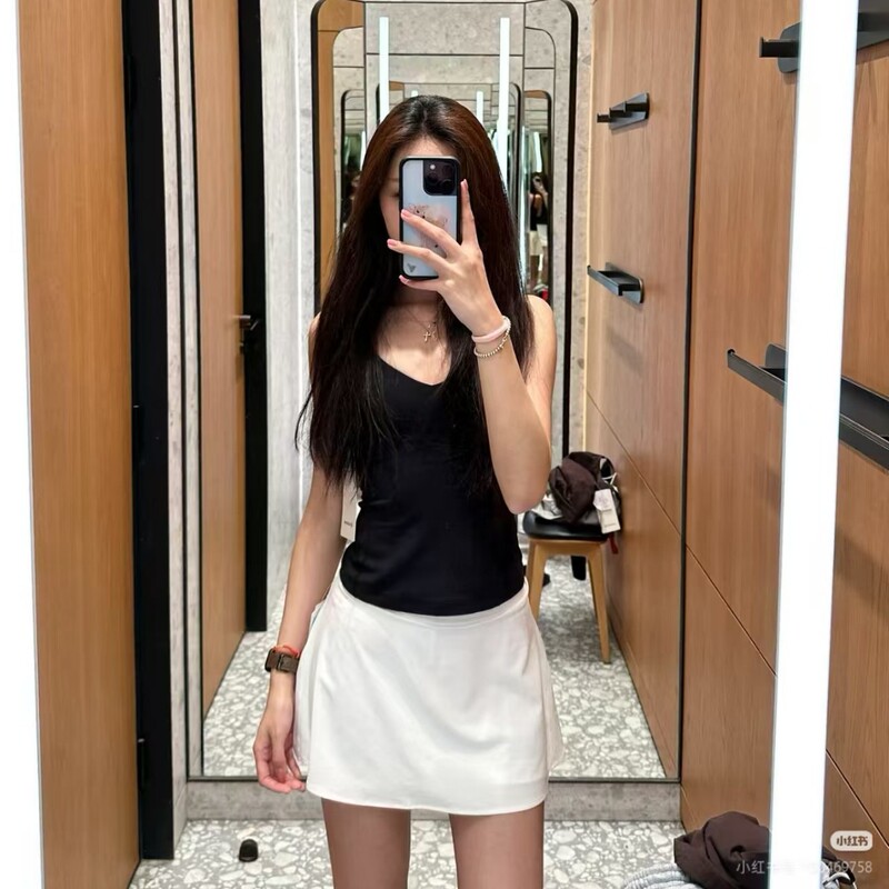 LULU Original Summer Two-in-One Yoga Sports Tennis Skirt for Women, Quick-Dry Pleated Skirt with Running Shorts