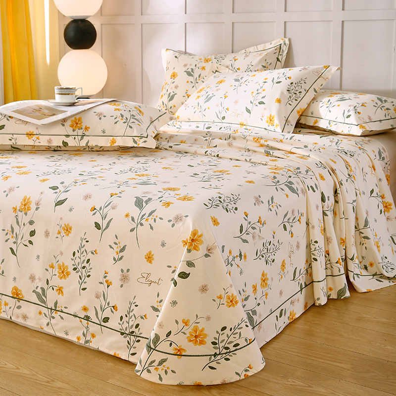 2025 nuevas sábanas de verano fresco una pieza de algodón puro 100 algodón viejo tela gruesa edredón dormitorio individual traje de tres piezas 2