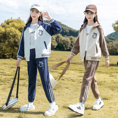 女の子スーツ秋服2025新作子供春秋スタイル大きい子供服カジュアルスポーツ流行服女の子2点セット