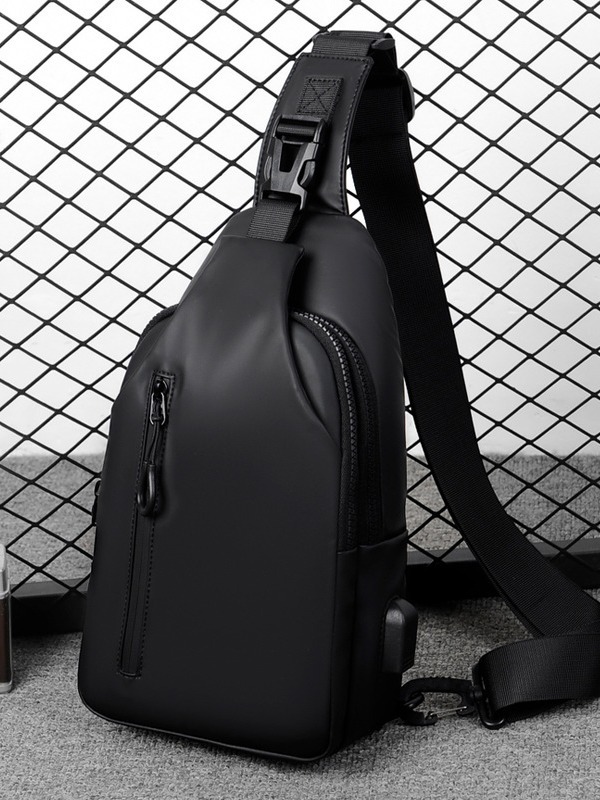 Strict Selection of Cross-border New Fashion Shoulder Bag USB European and American Trend Crossbody Bag Leather Film Water-repellent Outdoor Small Satchel