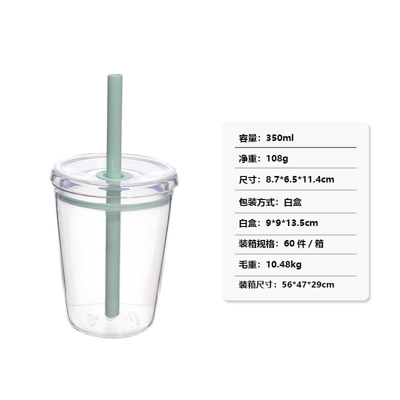 350ml mini taza de plástico transparente tritan taza de paja de color rojo para chicas lindas tazas de agua