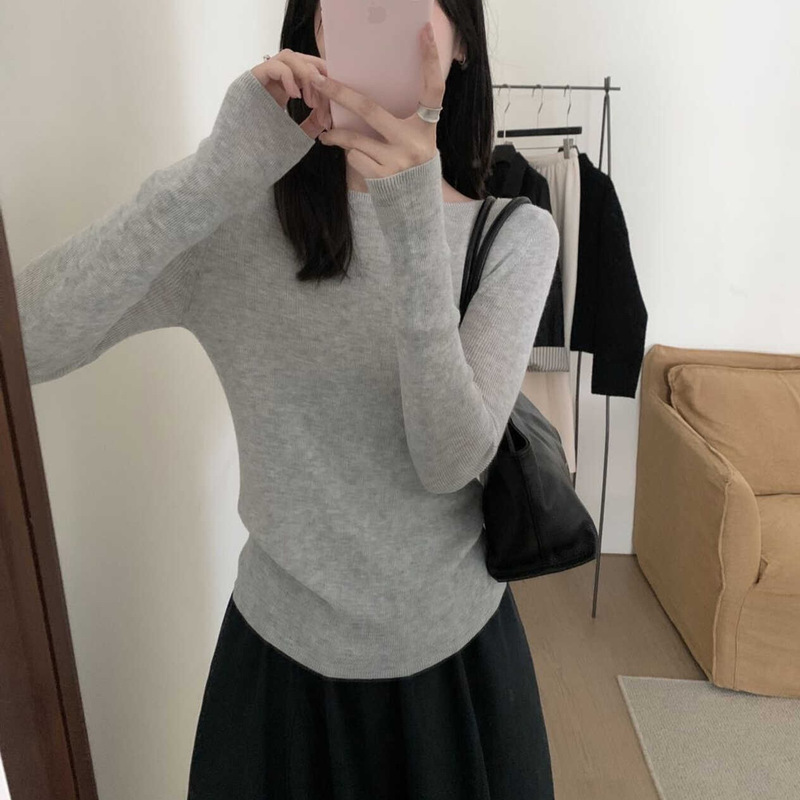 含5.2羊毛 2025秋冬羊毛针织衫女一字领百搭显瘦保暖内搭打底衫|undefined