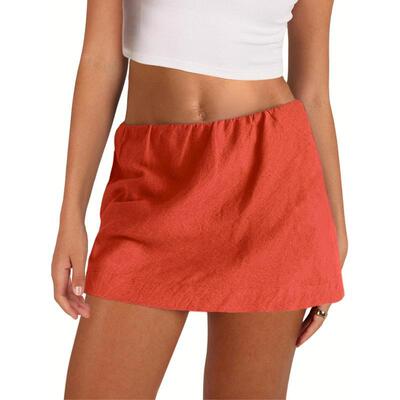 Womens Cotton Linen Skorts Casual Cute Line Mini Skirts with|ms