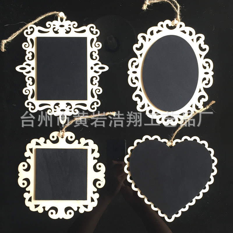 创意挂件小黑板 木质镂空镭丝花边挂式小黑板 家居装饰工艺品摆件