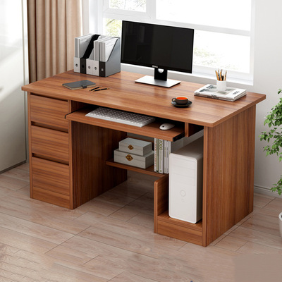 办公桌家用台式抽屉带锁电脑桌卧室学生学习简约小书桌简易写字台|ru