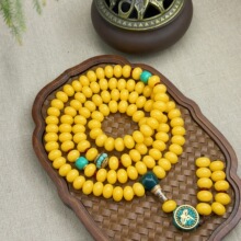 黄菩提108颗佛珠手串藏式玉化算盘珠菩提根挂脖多圈文玩手串批发