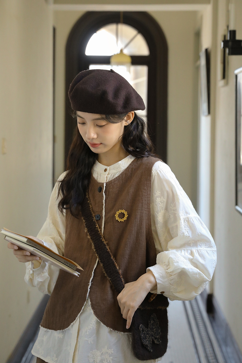 Real Shot: Japanese-style Design, Elaborate Embroidery, Pure Cotton Women's Shirt, Spring French Vintage High-end Shirt_ecoleips.com
