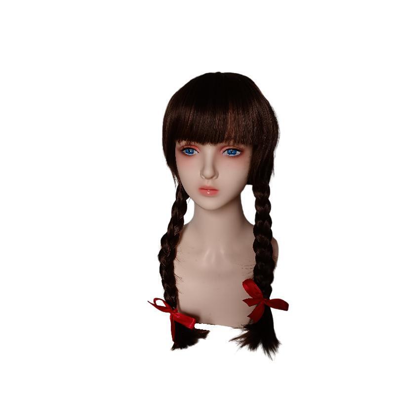 Annabelle Long Double Braid Wig with Bangs, Bow Hairstyle, Cos Braided Hair New Annabelle Long Double Braid Wig with Bangs, Bow Hairstyle, Cos Braided Hair New