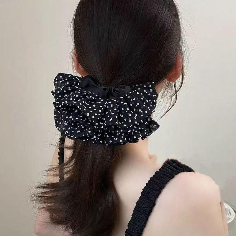 高级感甜美蕾丝大肠发圈气质韩系百搭发绳温柔波点发饰碎花头饰品|undefined
