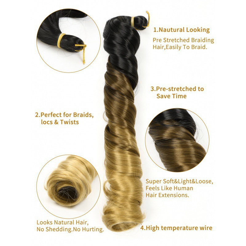 28inch French Curl crochet pieza de pelo pelucita fibra química pelucita trenza trenza sucia pelo trenza