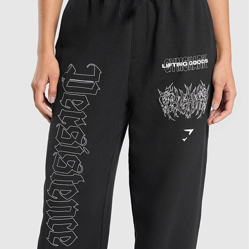 American Style Fitness Shark Sweatpants for Men and Women, Autumn and Winter Sports Jogging Training Wide-Leg Floor-Length Split Pants