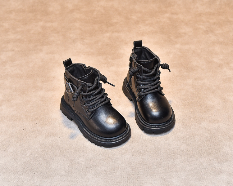 Girl' Martin Britih tyle 2024 autumn and winter new fahion veratile leather children' hort boot, middle-aged_voghion.com