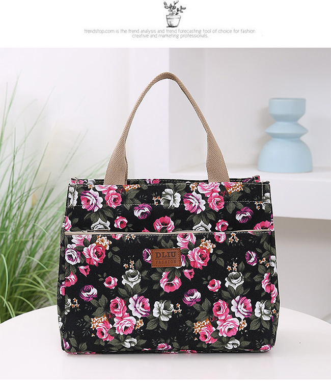 New Portable Canvas Large Bag Office Worker Tote Bag Ethnic Style Bag Large Capacity Document Bag