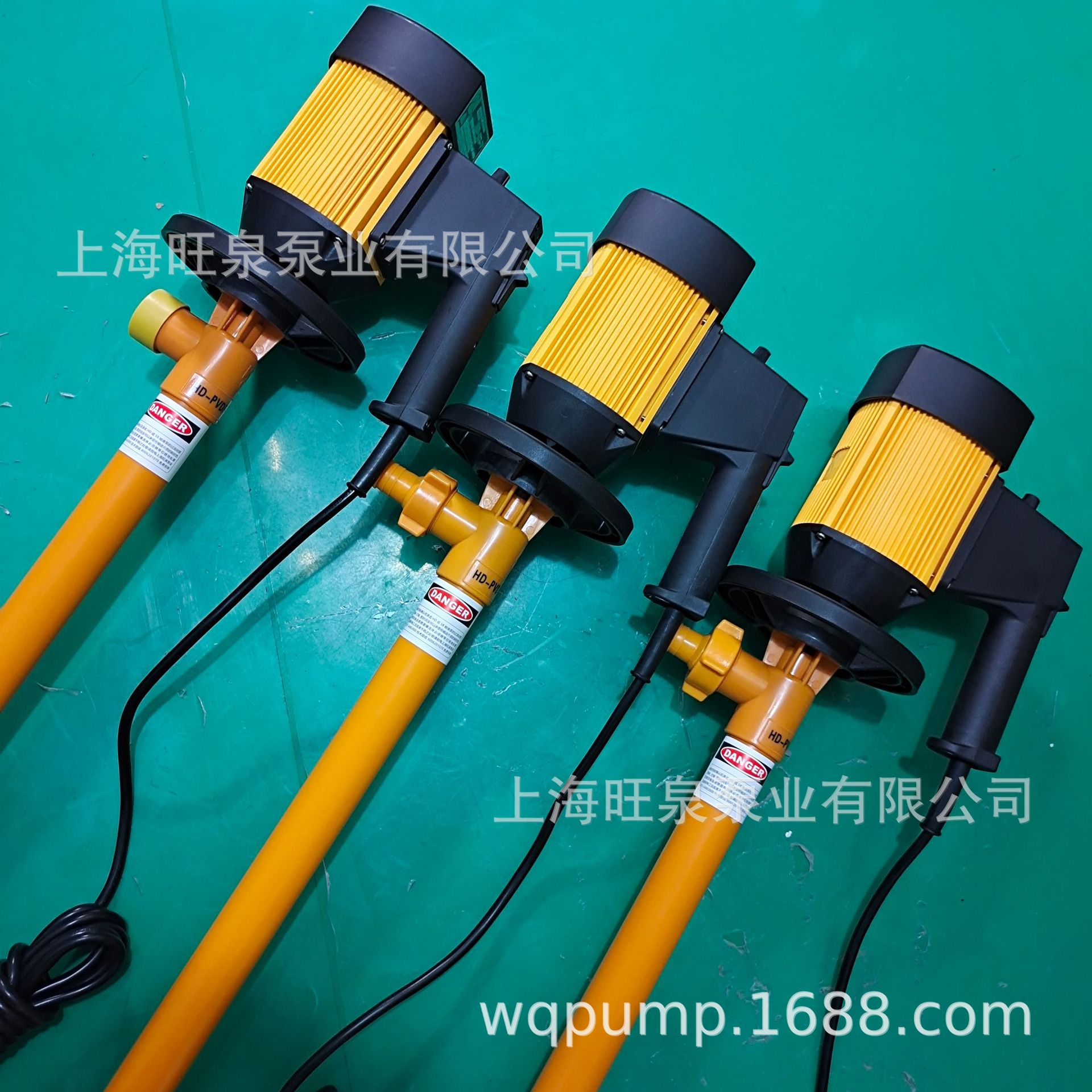 上海旺泉HD-E2-V+PVDF-1000HP高扬程氟塑料插桶泵、耐腐抽液泵