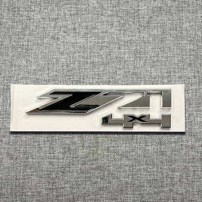 Suitable for Chevrolet Modified Z71 4X4 Car Logo, Trunk Car Sticker Logo, Chevrolet Four-Wheel Drive Car Logo (Car logo) - silver-black