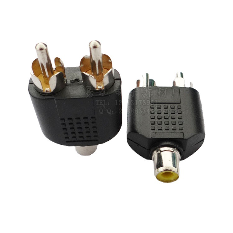 3.5母转双莲花公头 音频(RCA)转换接 头 一母转二公