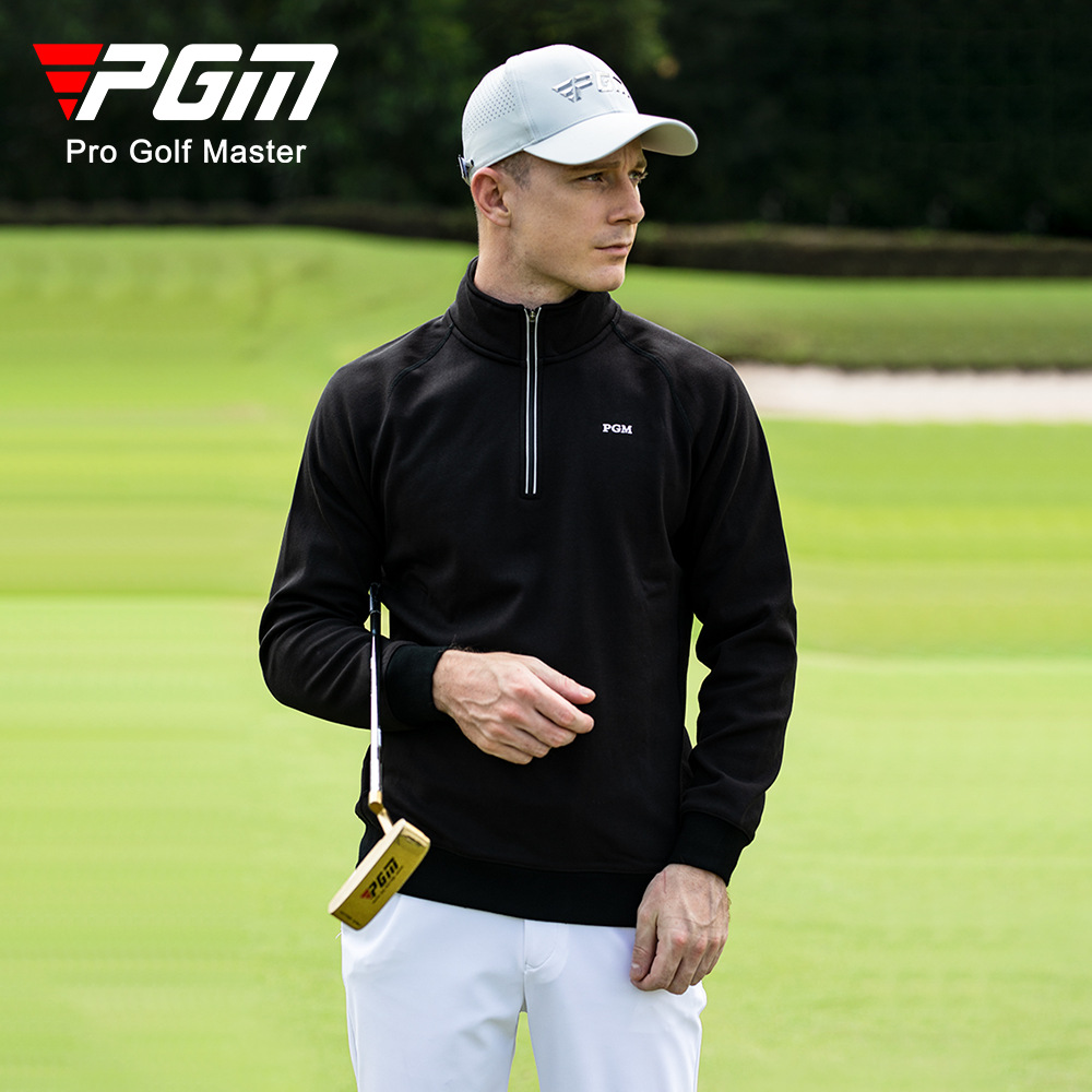 Áo len golf nam dài tay cổ cao, lót nhung ấm áp — Áo lót nhung màu đen YF108