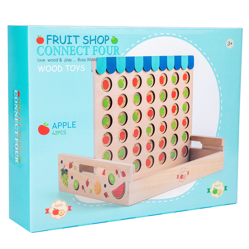 Desarrollo de la inteligencia infantil mesa de ajedrez interactivo madera tridimensional fruta juegos de ajedrez infantil juegos de puzzle al por mayor