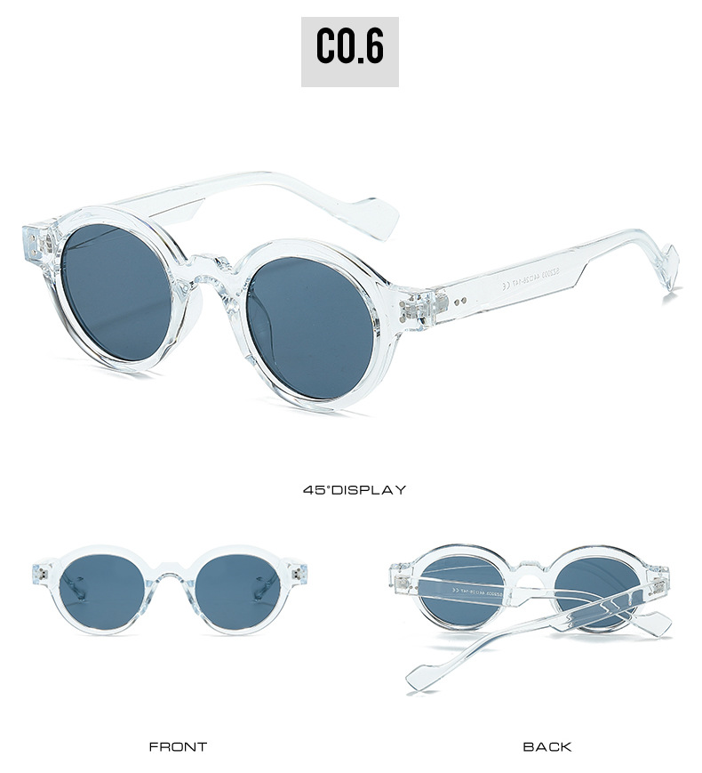45g Weight Full Frame Glasses Structure Sunglasses Classification PC, UV400 Protection Lens Material Round Frame Glasses Style Travel, Daily Occasion Color Block Pattern All Seasons Season Unisex Gender Casual, Simple Style Style Blue Color Casual Simple Style Color Block PC UV400 Protection Round Frame Full Frame Women's Sunglasses 10