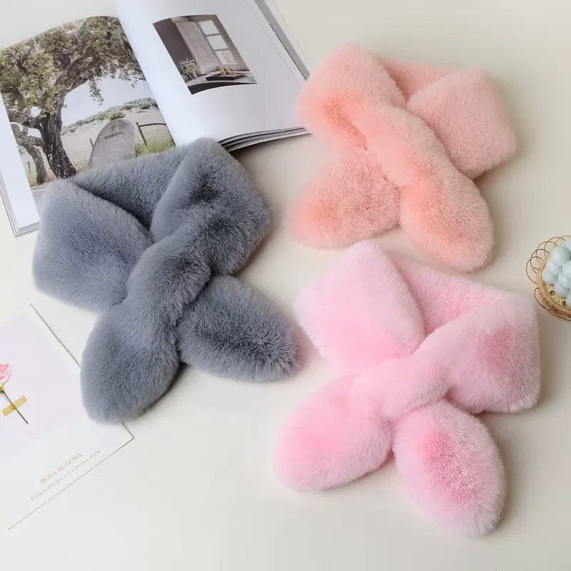 厂家加工定制女加厚毛绒围脖韩版仿皮草毛毛脖套毛绒围巾时尚百搭