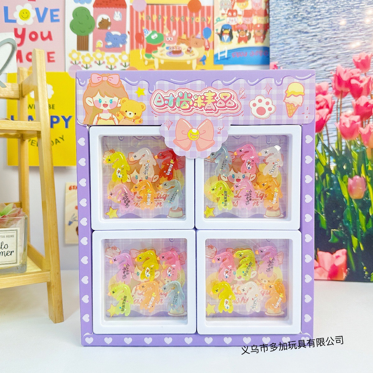 B12 en colorido pato asado luminoso Diy accesorios de resina llavero imán de refrigerador juego de moda mochila colgante llave