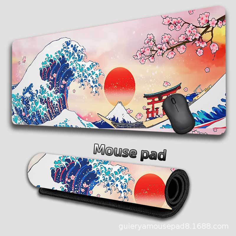 Kanagawa Waves Japanese Wind Alfombrilla de ratón súper grande transfronteriza Alfombrilla de escritorio de oficina personalizada Alfombrilla de ratón para teclado Mousepad