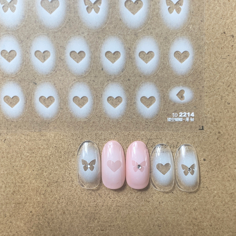 tomoni thin tough nail stickers hot adhesive cute 2d nail stickers blooming spray painting butterfly star 3404