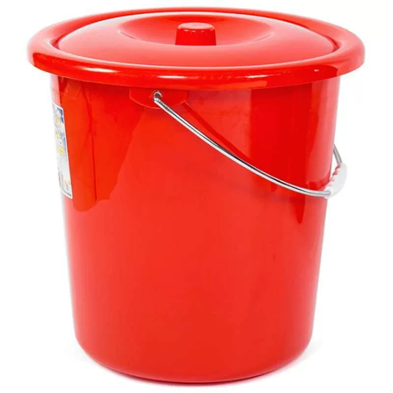 Ведро Zhujiang из утолщенного пластика с усиленной ручкой, устойчивое к падениям и давлению, с крышкой, красное праздничное ведро для дома и студентов