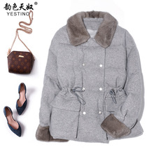 厂家批发2026冬新款羊毛羊绒羽绒服女短款水貂毛领加厚白鹅绒外套