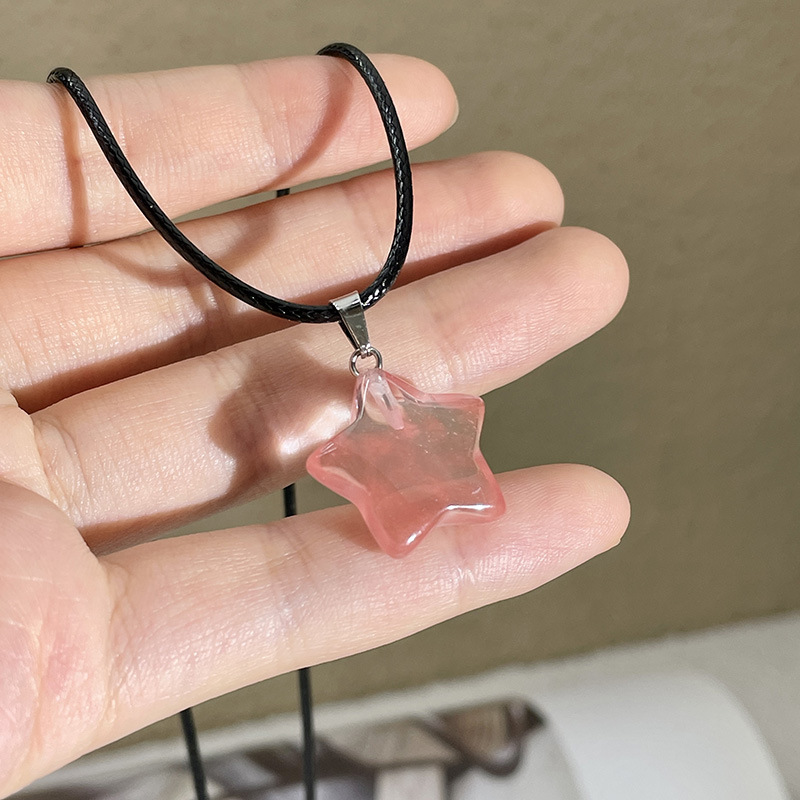 15g Weight Natural Stone Pendant Material Pendant Necklace Classification Leather Rope Chain Material 1 Piece Quantity Holiday, Daily Occasion natural stone, Leather rope Material Star Pattern Women's Gender Simple Style Style Simple Style Star Natural Stone Leather Rope Wholesale Pendant Necklace 12