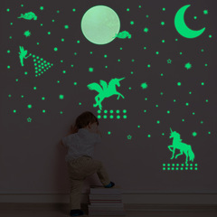 跨境創意星星夜光貼紙月亮臥室客廳裝飾月球發光牆3D貼紙夜光貼紙