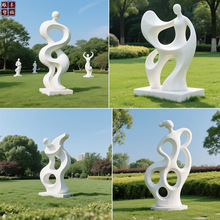 定制大理石人物厂家 公园景观抽象汉白玉雕塑摆件 亲情校园主题雕