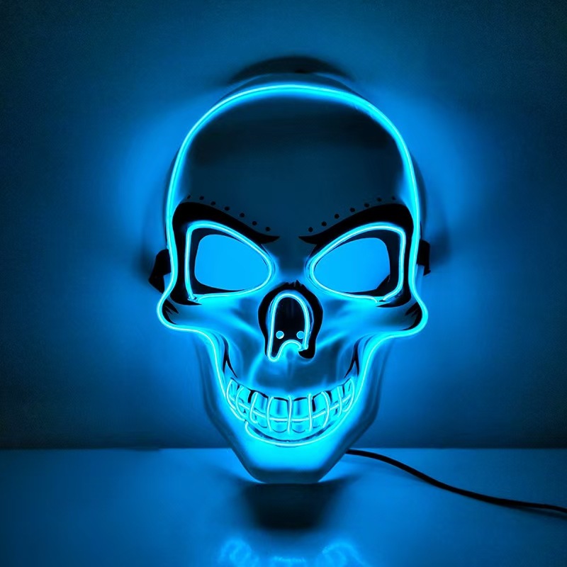 Halloween máscara de luz fría de PVC cráneo blanco máscara luminosa de fantasmas de terror