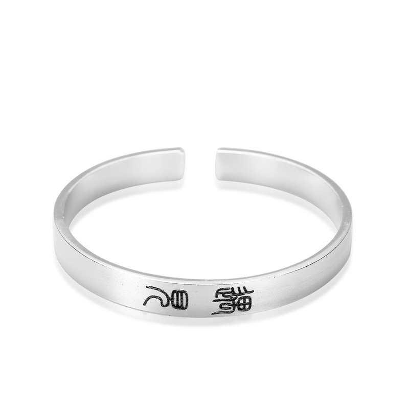 SOURCE manufacturers meet bracelet sand surface opening inheritance white copper plated silver Thai black bracelet wholesale silver jewelry gift