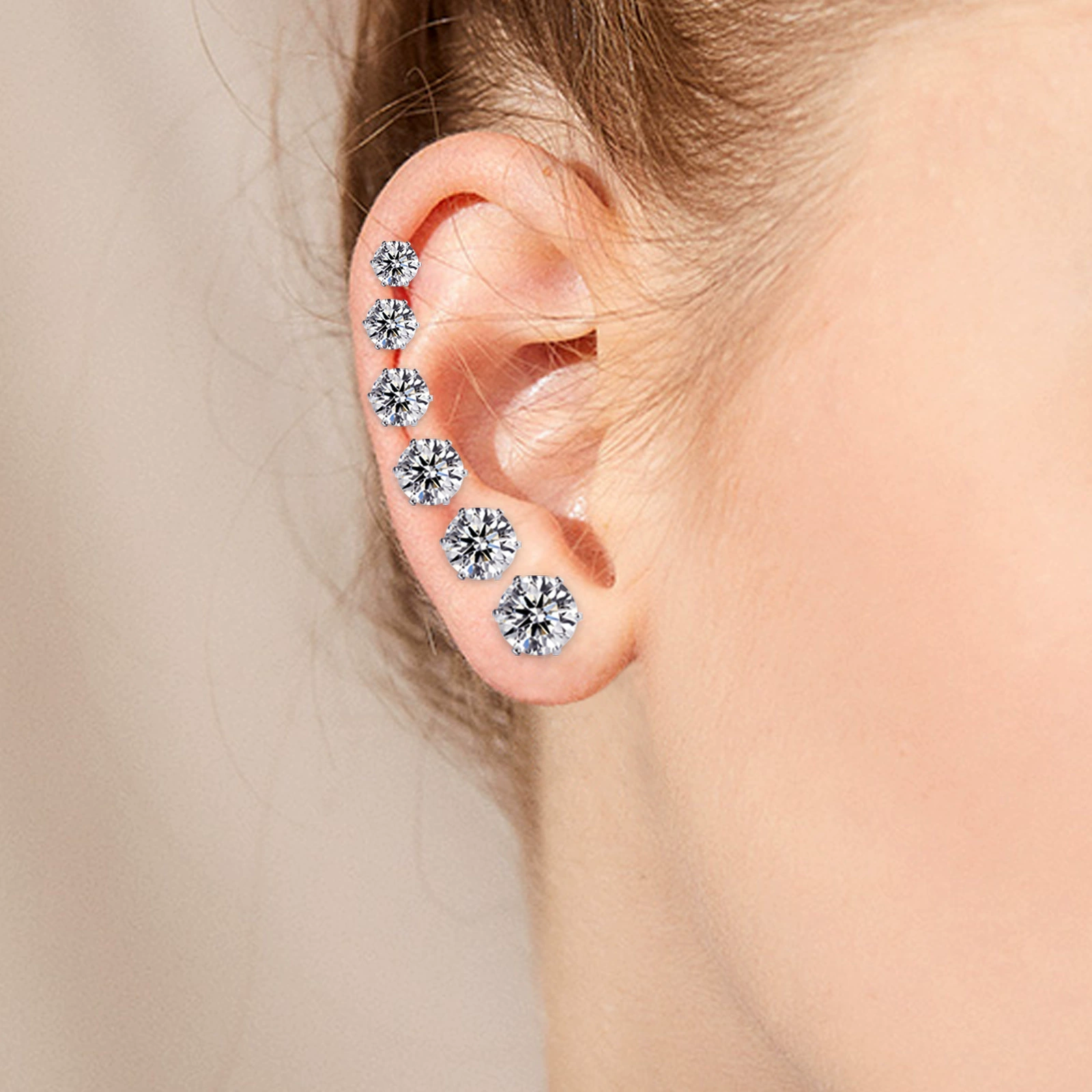 Белый цирконий, серьги, Amazon, для 3-8 лет, 8мм, Aliexpress