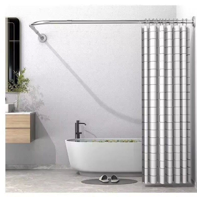 パネル式シャワーカーテンロッド、パンチングなし、曲線状カーブレール、浴室トイレ防水着替え間仕切りカーテン壁掛けロッド|undefined
