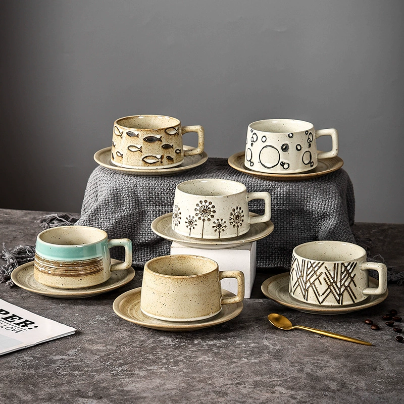 日式陶瓷咖啡杯ins风耐高温马克杯高颜值情侣款家用下午茶杯带碟