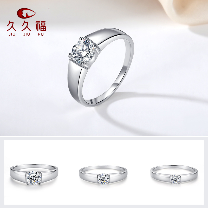 S925 Sterling Silver Moissanite Men's Diamond Ring with a Classic Minimalist Design, Four-Prong Fashion Adjustable Cross-Border Jewelry