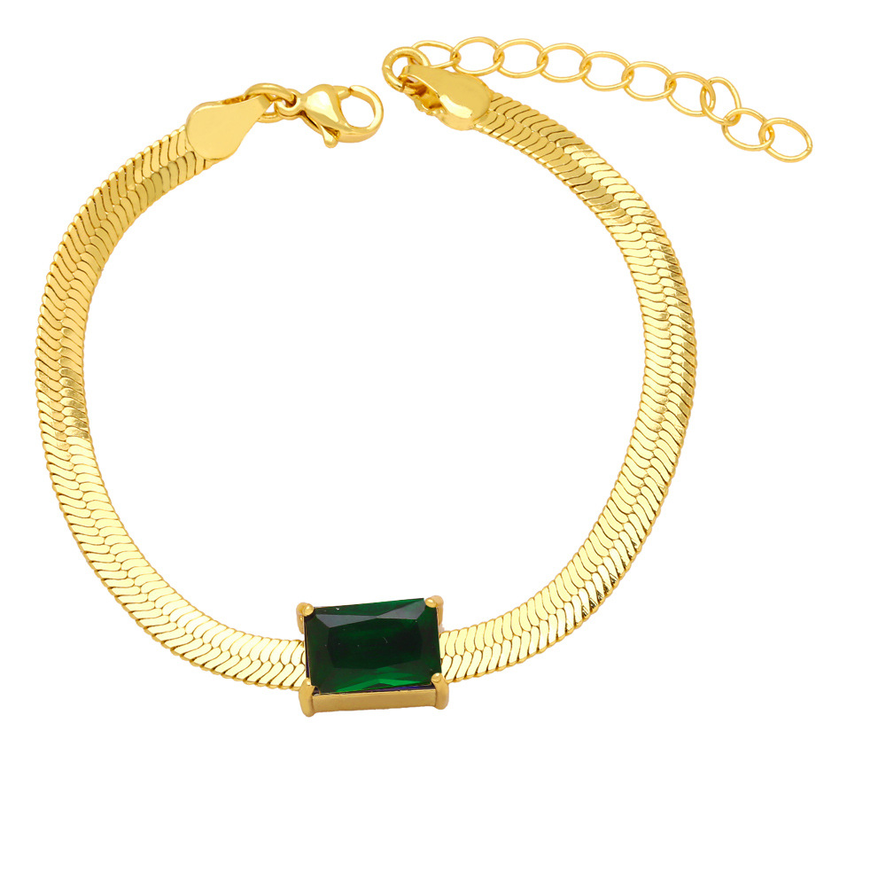 Fashion Square Copper Plating Inlay Zircon Bracelets 1 Piece