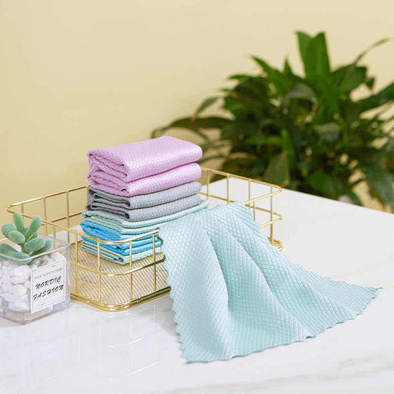Kitchen Dishcloth, Scouring Pad, Household Cleaning Fish Scale Cloth, Absorbent Daily Cleaning Cloth, Dishwashing Cloth, Tablecloth for Home Use