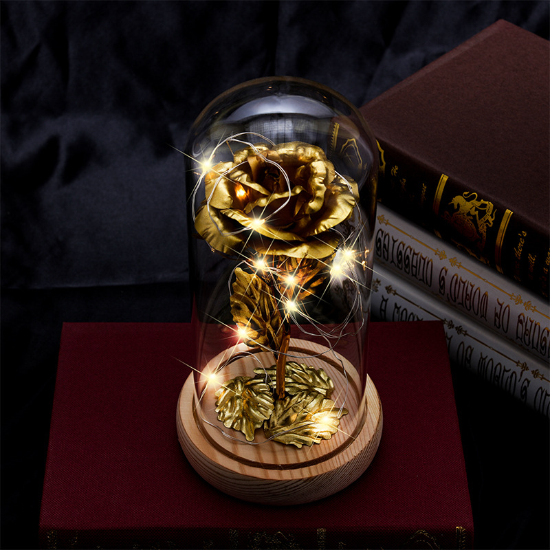 玻璃罩木底座金箔 金6