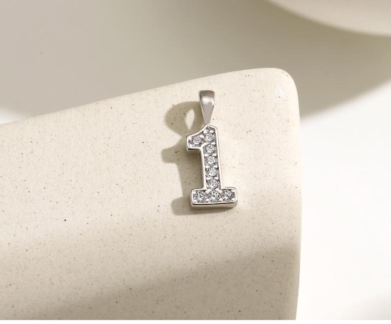 1g Weight Pendant Jewelry Making Type 15*8mm Jewelry Making Size Zircon Inlay Material DIY Jewelry Accessories Classification 1 Piece Quantity 925 Sterling Silver Material Number Pattern Modern Style, Classic Style Style 1 Piece 15*8mm 925 Sterling Silver Zircon Number Pendant 3
